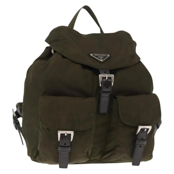 PRADA Backpack Nylon Green Silver Auth kk575 main image 5